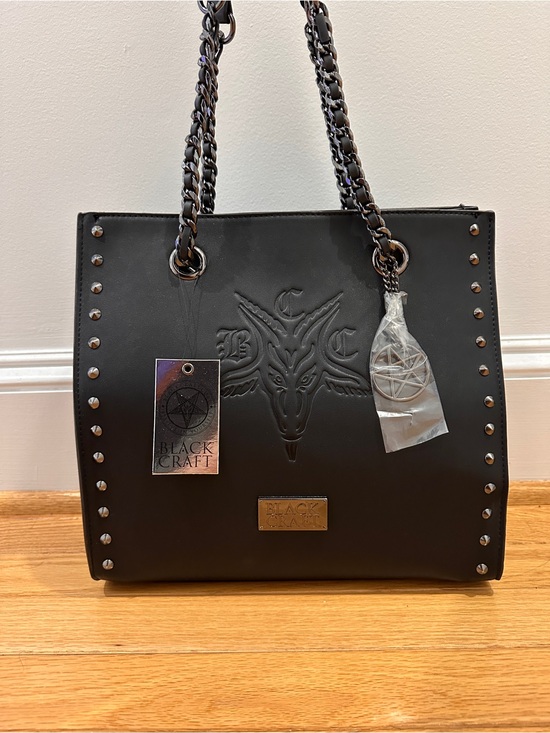 Blackcraft Cult Handbags - NWT Blackcraft Black Studded Shoulder Bag with Chain Handles
